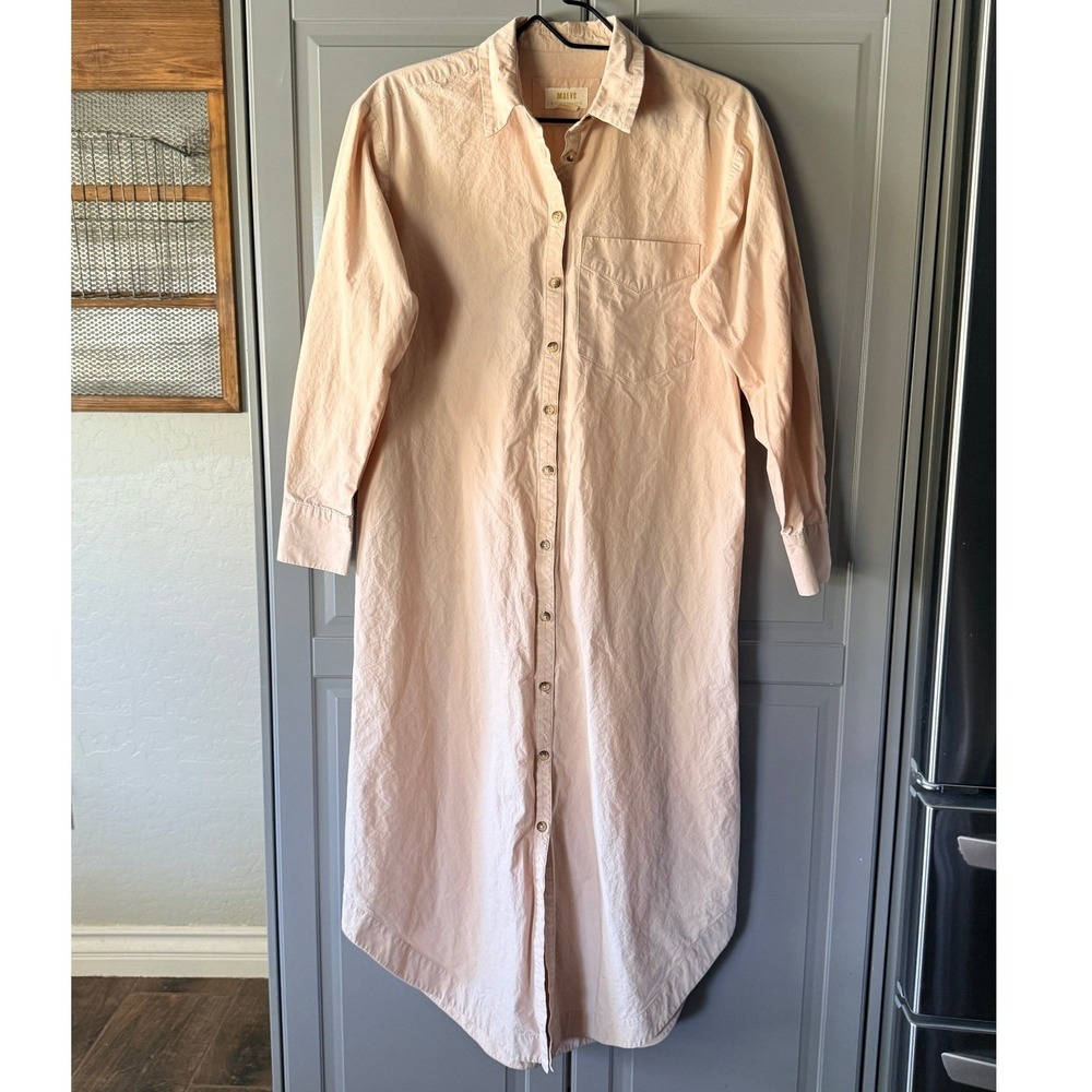 Maeve by Anthropologie‎ The Soren Long-Sleeve Shirt Dress, Tan, XS